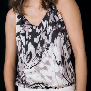 S White House Black Market reversible butterfly camisole black white mint green